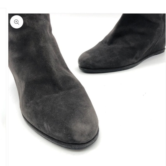 stuart weitzman gray wedge boots otk 7 $450 Y2k spring boho suede  party formal - Picture 4 of 4